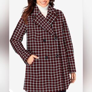 Jessica London A-Line Plaid Peacoat Size 30W New Without Tags